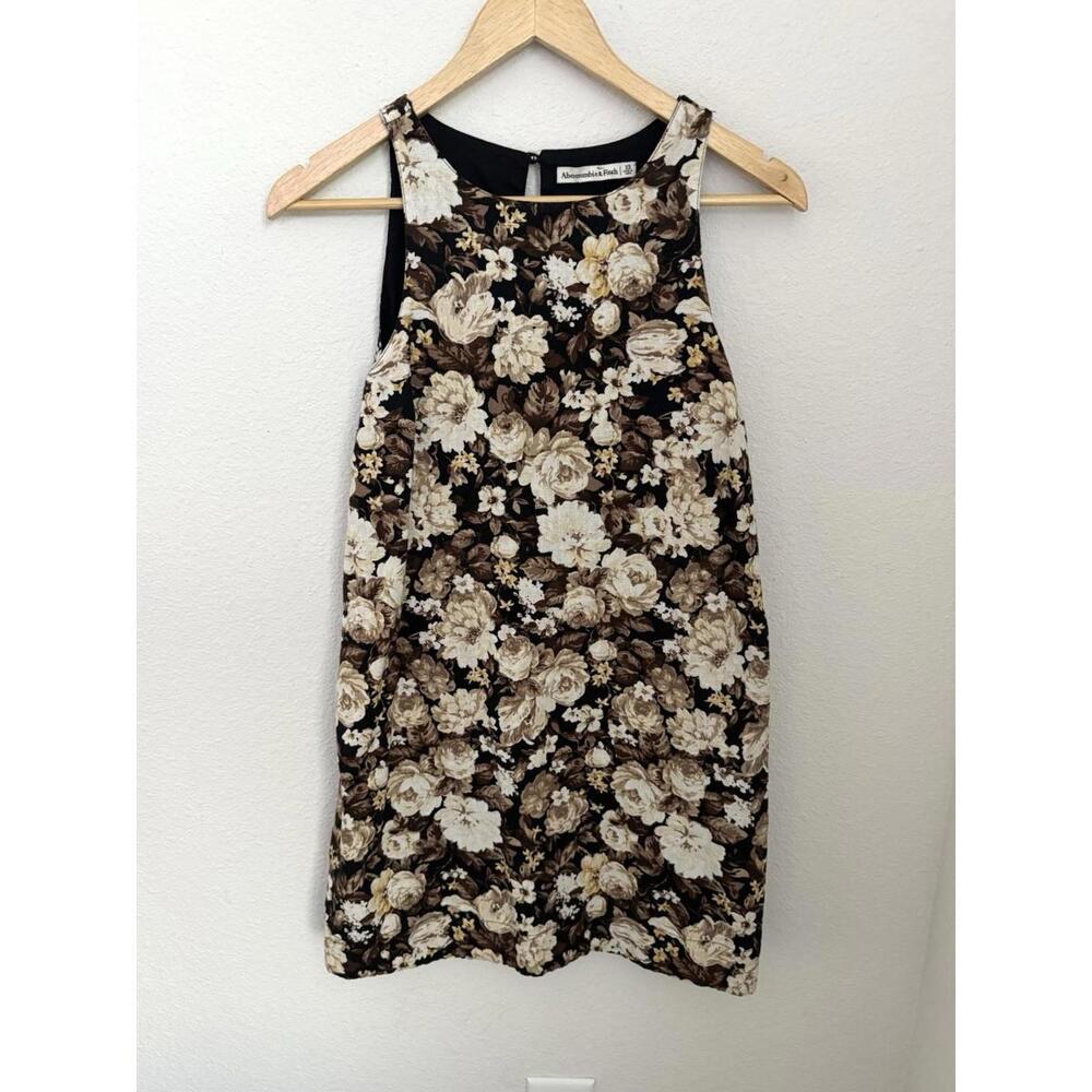 Abercrombie & Fitch Women’s Sz XS‎ Floral High-Neck Linen-Blend Mini Dress